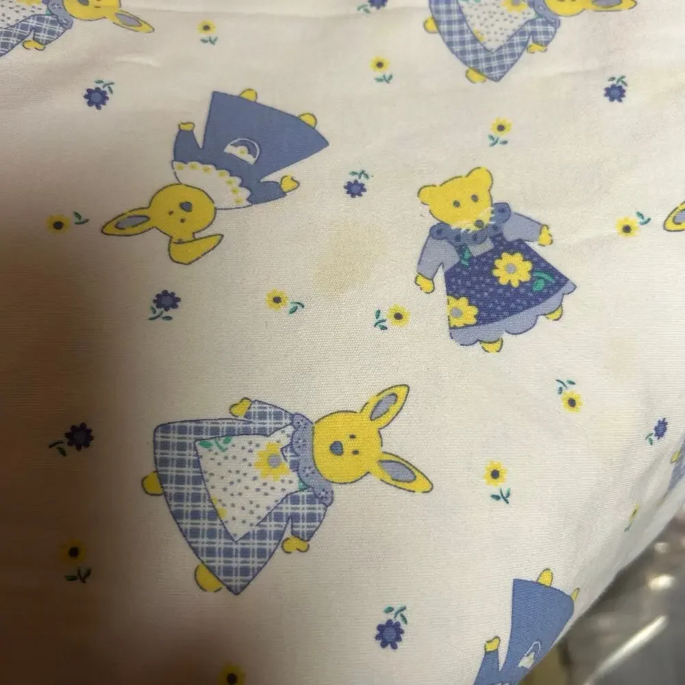Vintage 1997 Gymboree French Country Baby Blanket Ruffle Trim Reversible